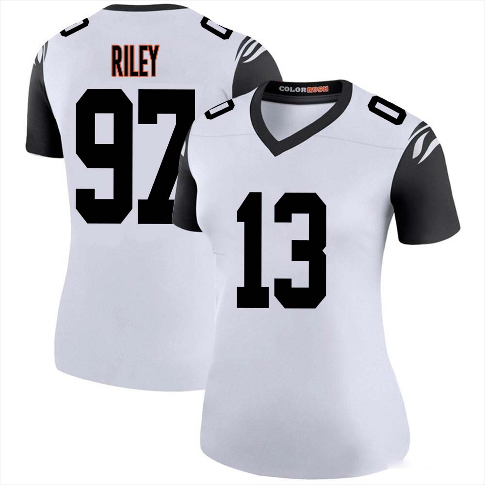 Ken Riley #13 Color Rush Bengals Limited White Jersey for Women – Replica